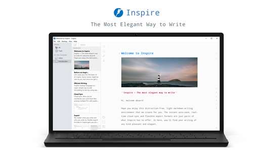 Inspire — Minimalist Markdown Editor for Notes and Distraction-free Writing screenshot 1