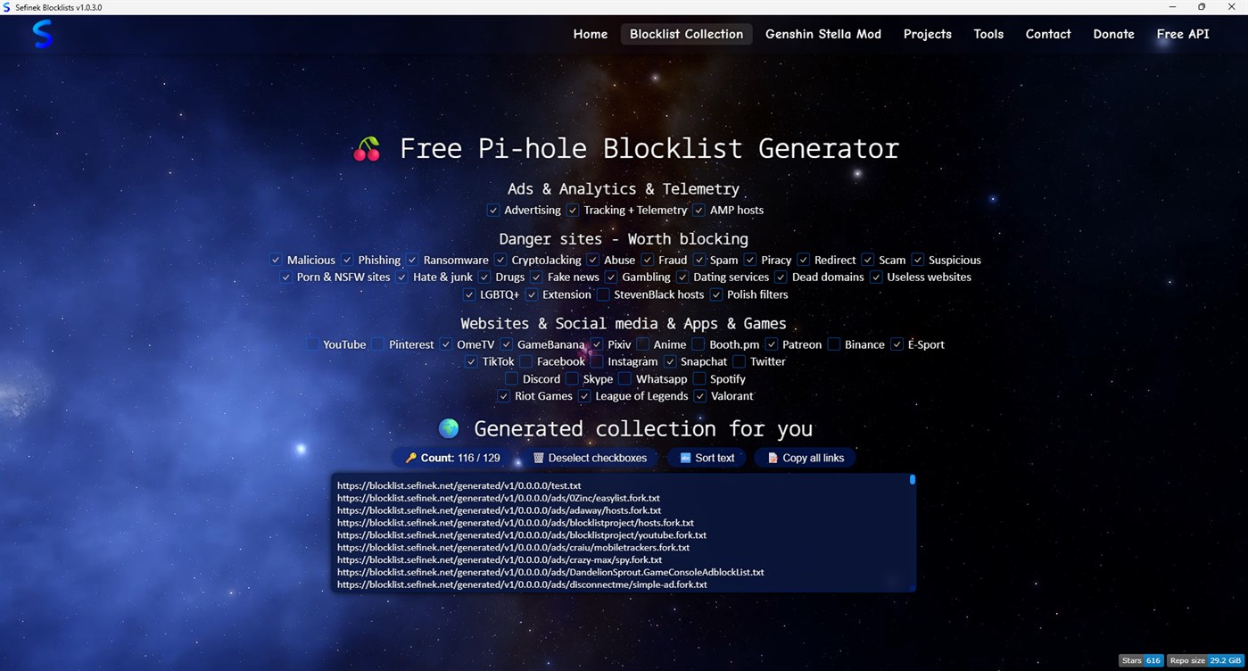 #2. Sefinek Blocklists (Windows) 由: Sefinek