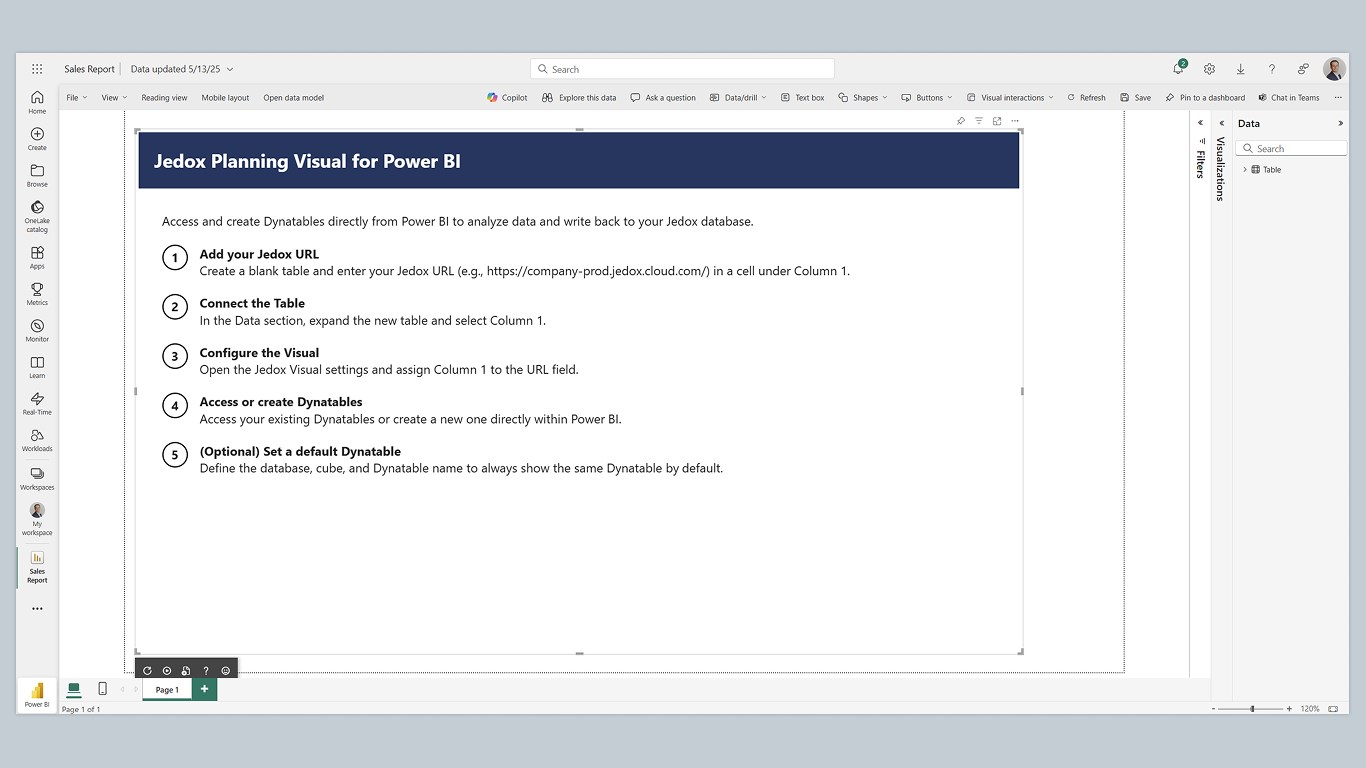 Snapshot 1 of Jedox Planning Visual for Power BI