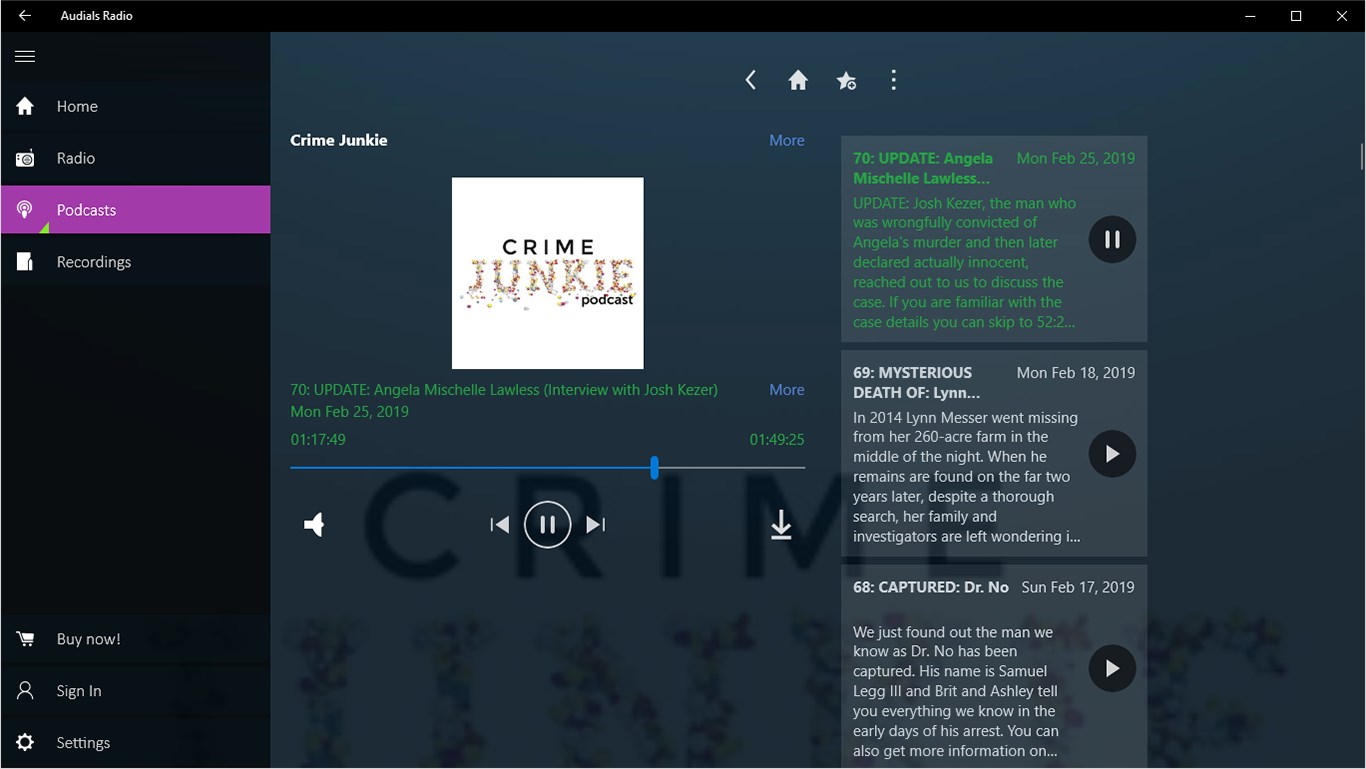 The database includes millions of episodes that automatically updates, as soon as new episodes are available.