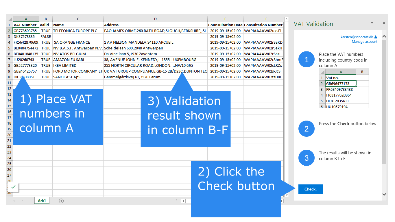 Snapshot 1 of Sanocast VAT Validation