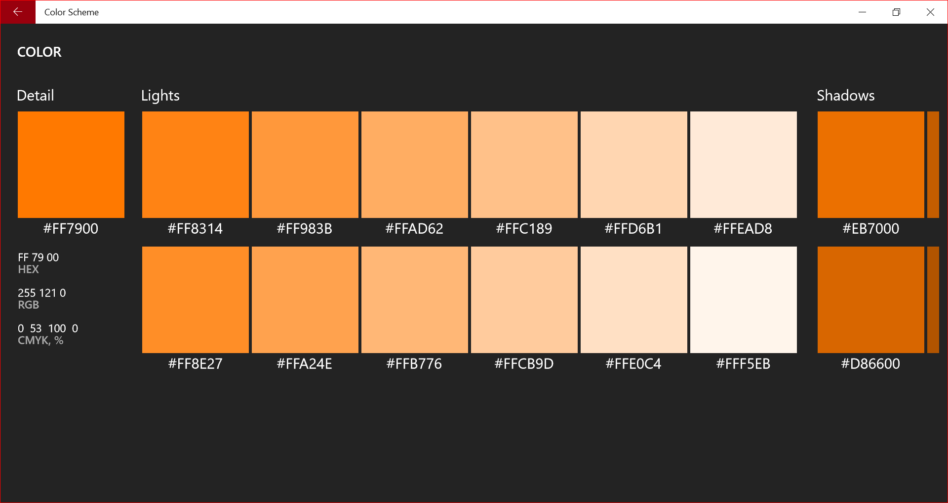 Цветовая схема Windows 10. TISOFT. Darkula Color scheme screenshot.