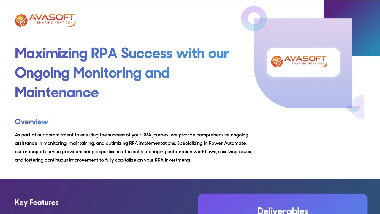 Snapshot 1 of Transforming Business Processes - Innovative RPA Solutions by AVASOFT