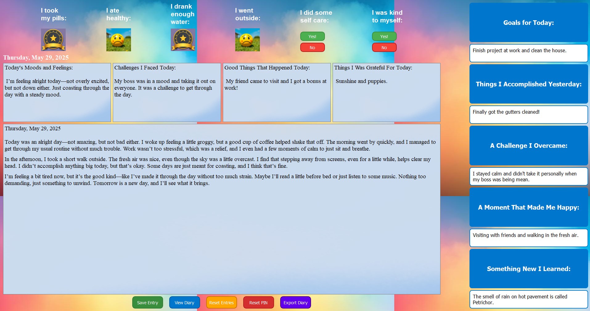 Neurodivergent Diary, Gratitude Journal and Habit Tracker screenshot