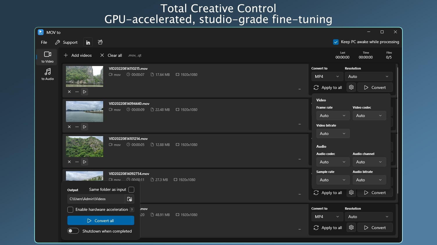 MOV to MP4 Converter - HEVC & ProRes Studio screenshot