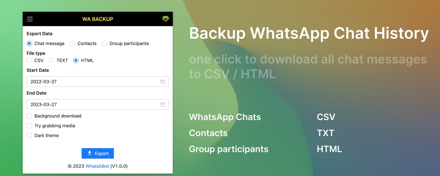 WA Backup - Download WhatsApp Chats marquee promo image