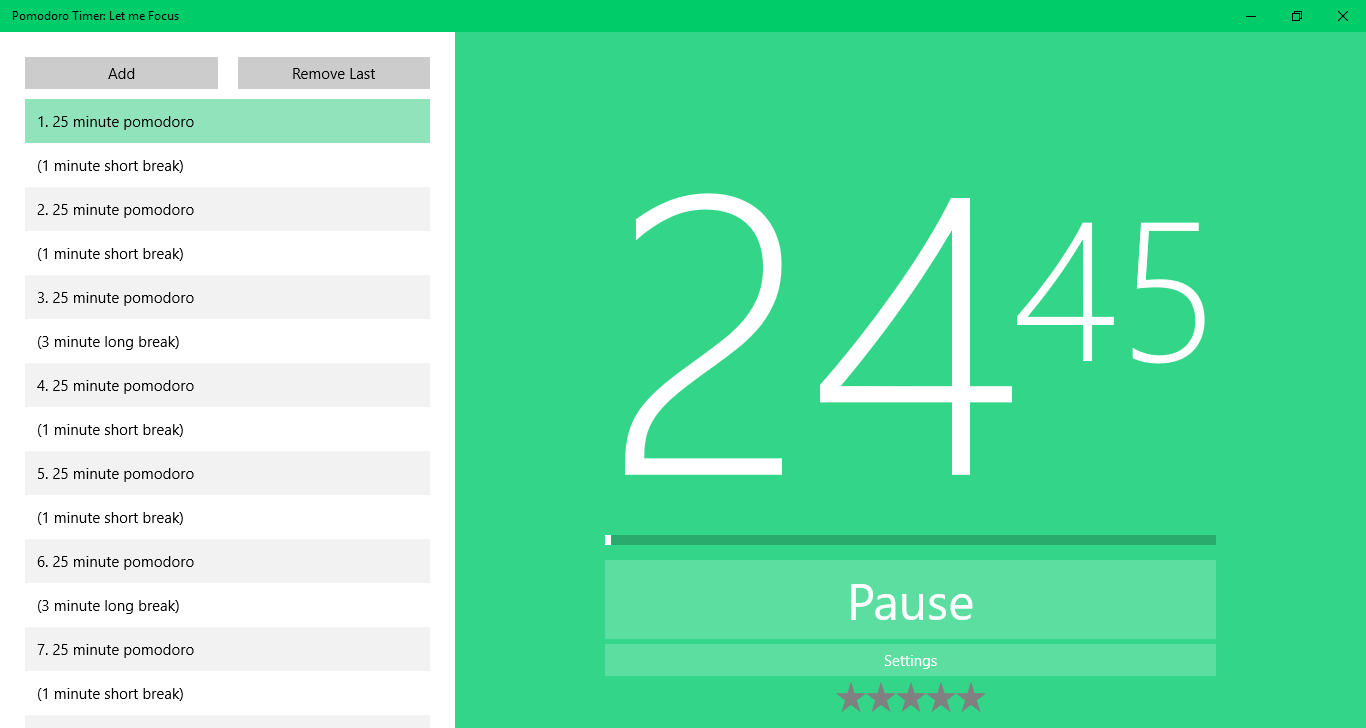 Pomodoro Timer: Let me Focus for Windows 10 Mobile