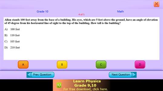 QVprep Lite Math English Grade 10 screenshot 6