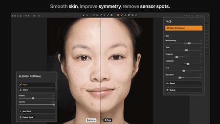 Interface do software Irix HDR Pro mostrando edição de fotos com recursos de inteligência artificial