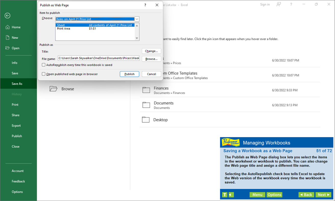 #5. Professor Teaches Excel 2021 (Windows) De: Individual Software Inc.