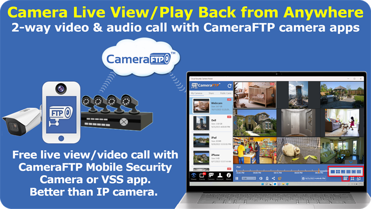 CameraFTP IP Security Camera Viewer - Live View & Playback - PC - (Windows)