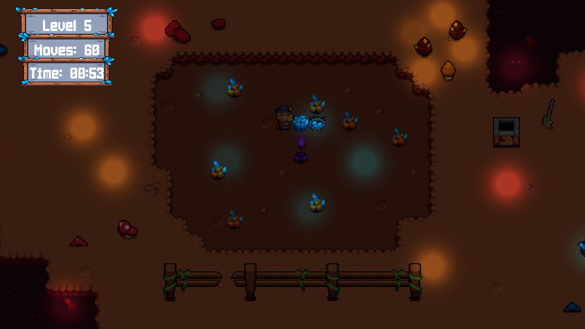 Sokobear Cave 中的寶石與機關解謎