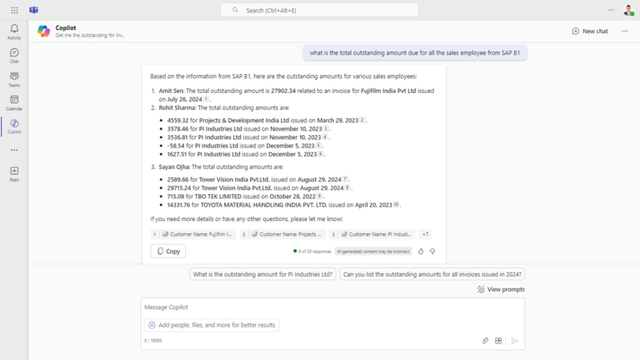 Snapshot 3 of Copilot Plugin Extension for SAP Business One