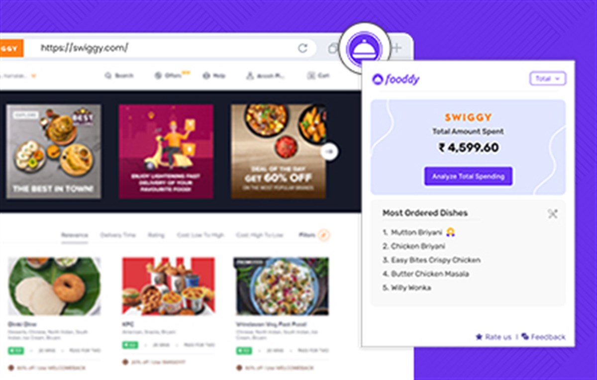 Spending Calculator for Swiggy™ and Zomato™