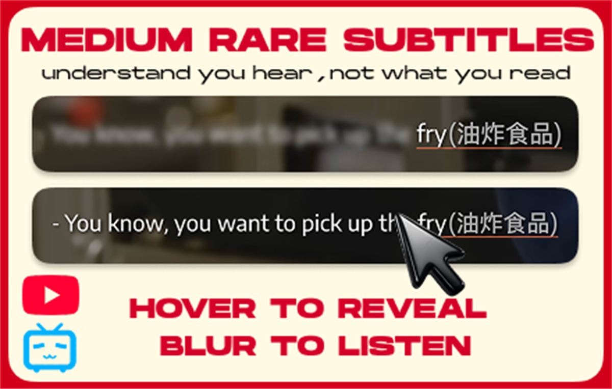 Medium Rare Subtitle - Dual Subtitles & AI Translation