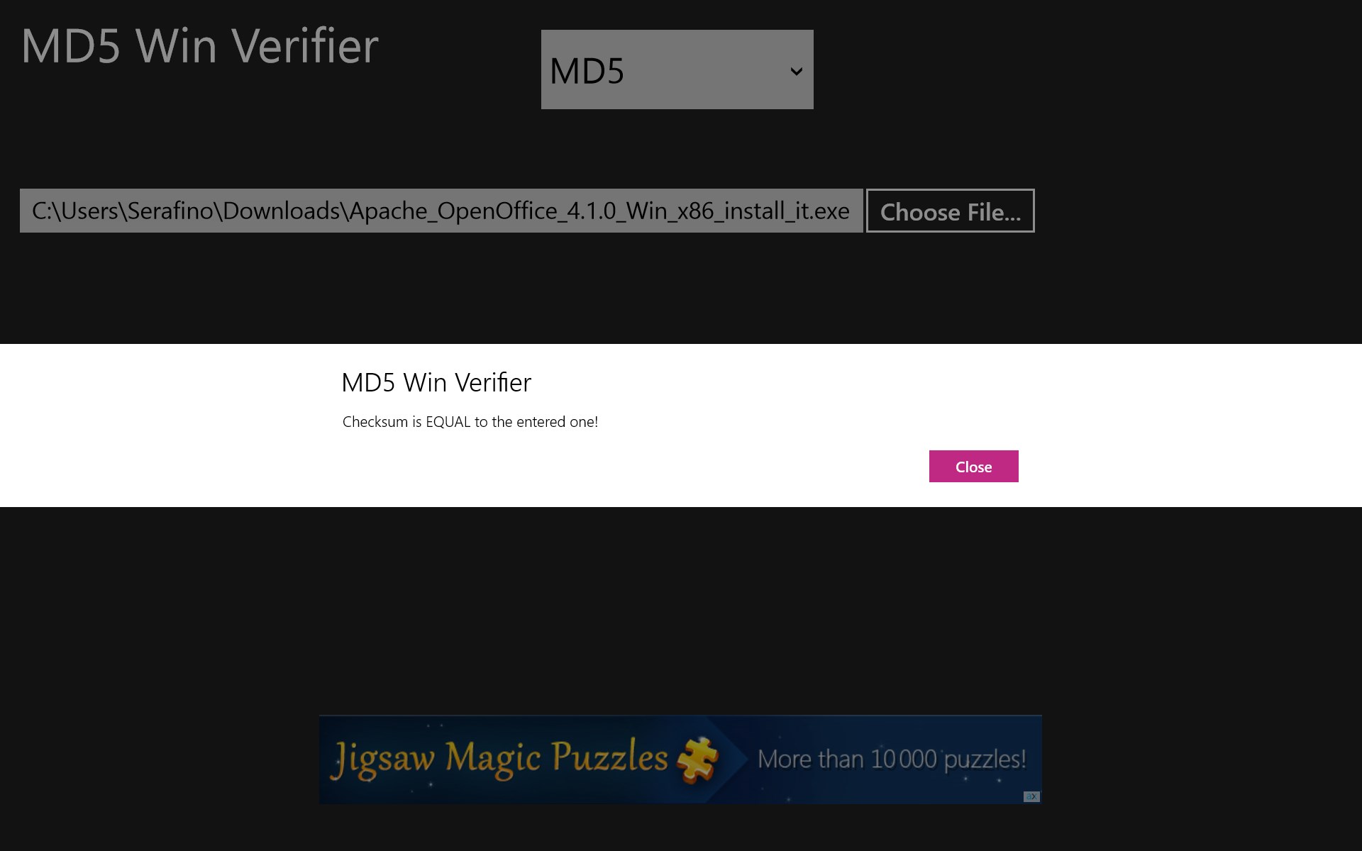 Check md5 for installed app mac download