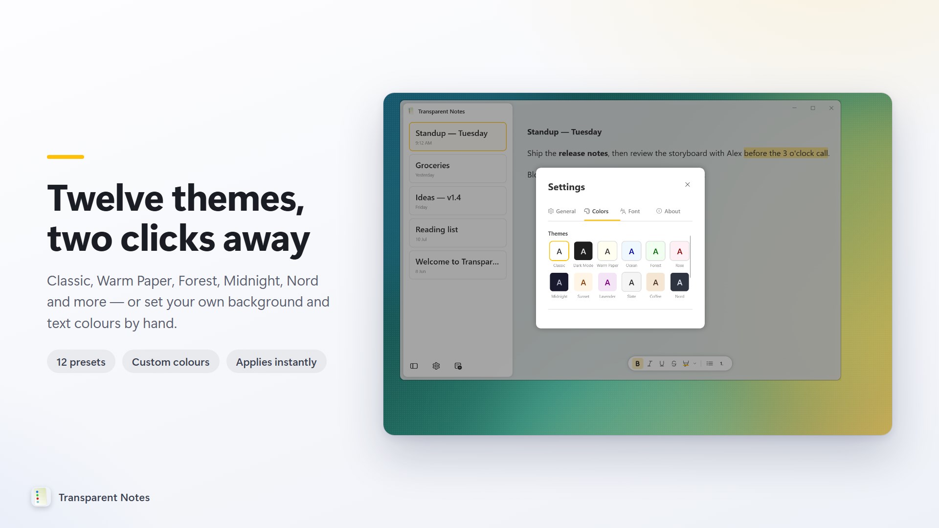 Transparent Notes screenshot