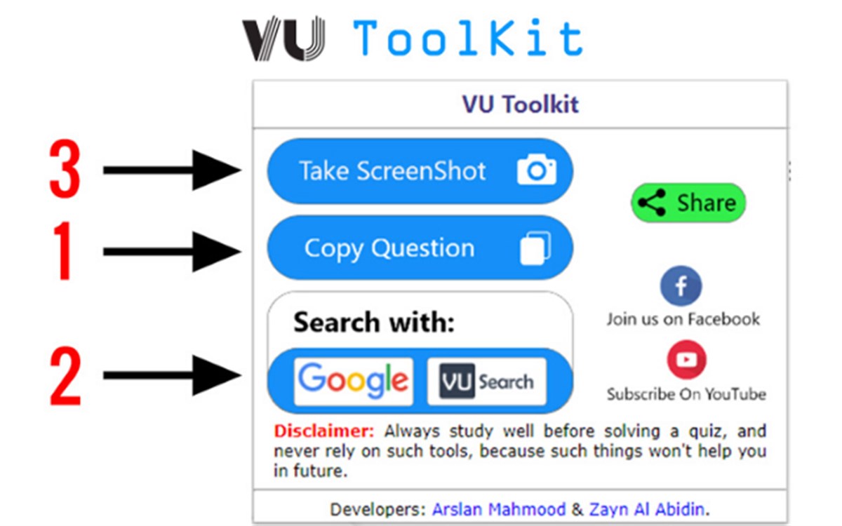 VU Toolkit - Copy & Search Questions | Take Screenshots