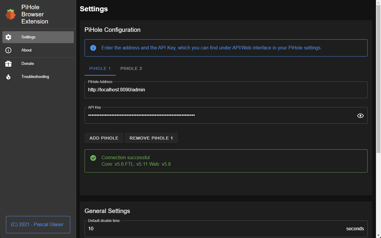 PiHole Browser Extension