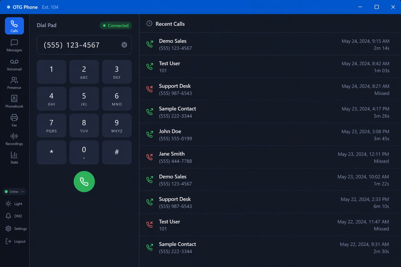 OTG Softphone screenshot
