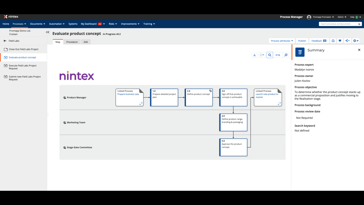 Snapshot 1 of Nintex Process Manager