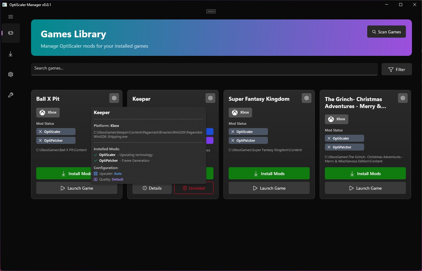 OptiScaler Manager screenshot