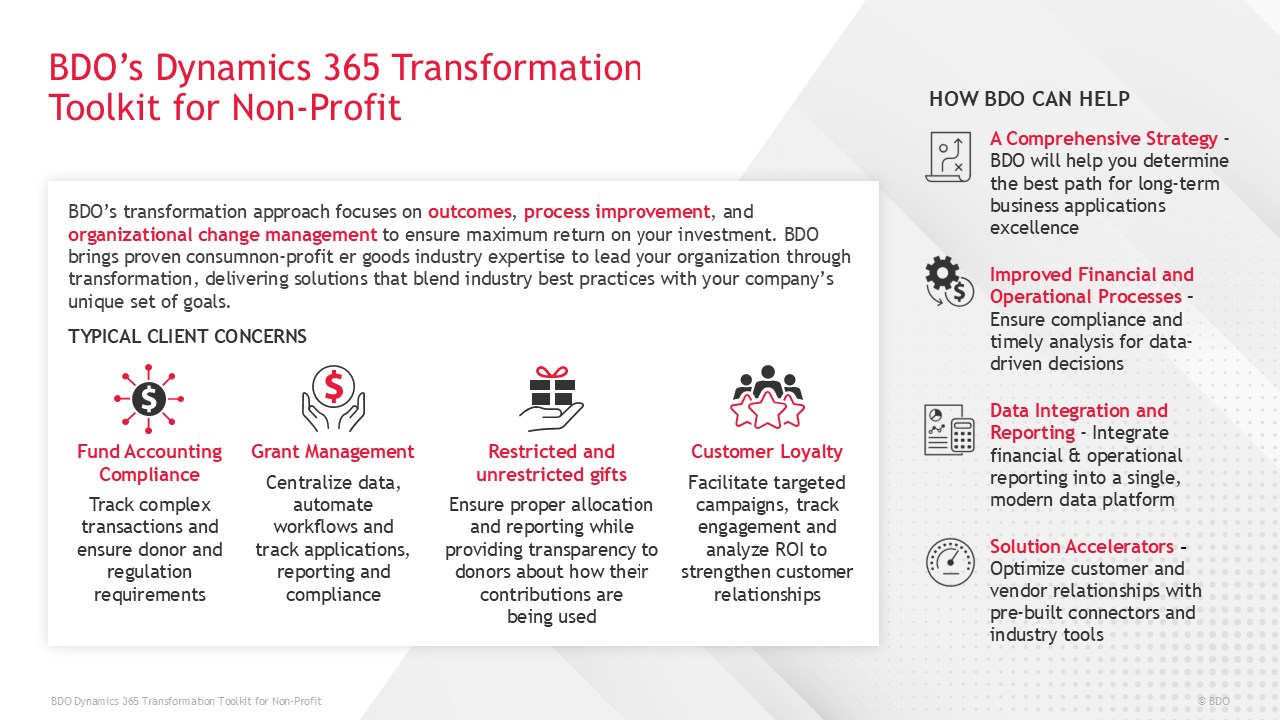 Snapshot 2 of BDO Dynamics 365 Transformation Toolkit for Non-Profit