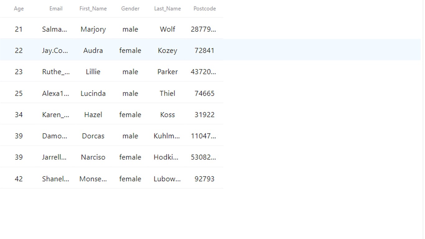 Snapshot 1 of swTable