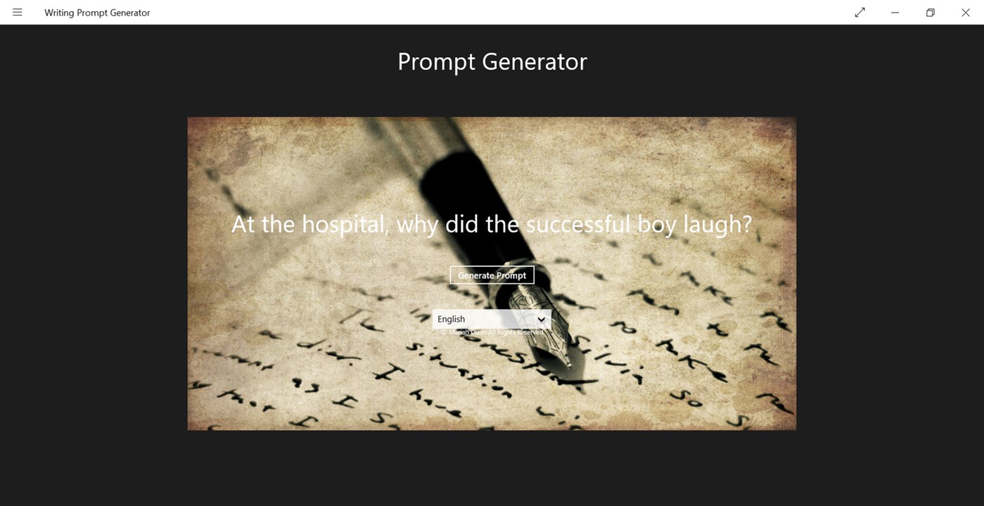 #1. Writing Prompt Generator (Windows) Podle: Mariah Dunn
