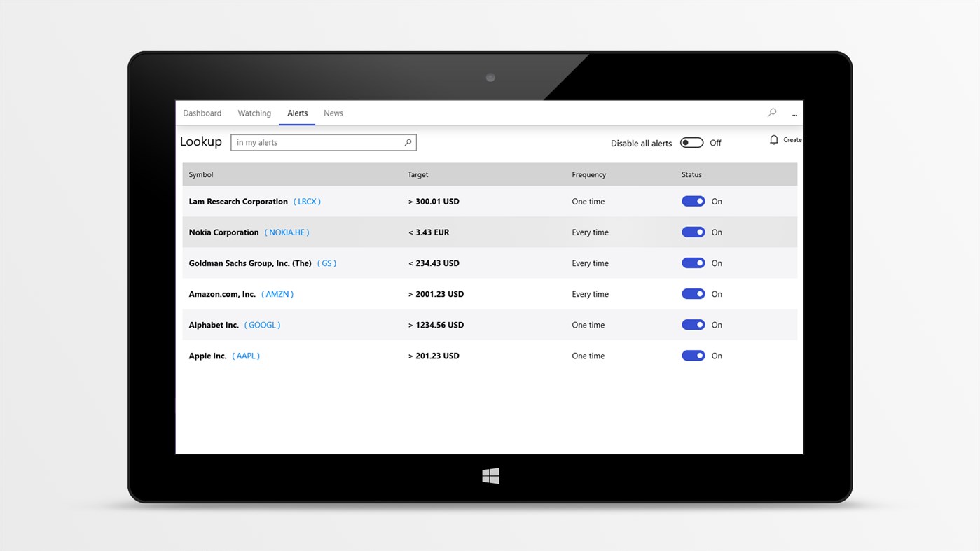 #2. My Stocks Alerts & Charts (Windows) Podle: Delaire Damien