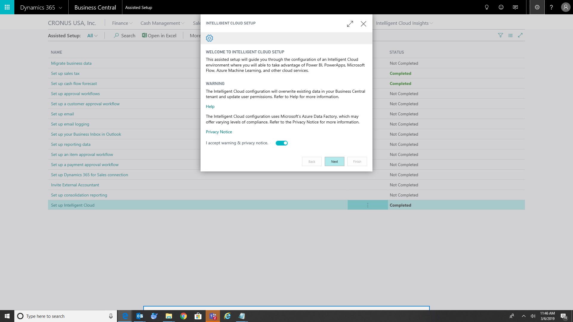 Snapshot 1 of Intelligent Cloud Base Extension