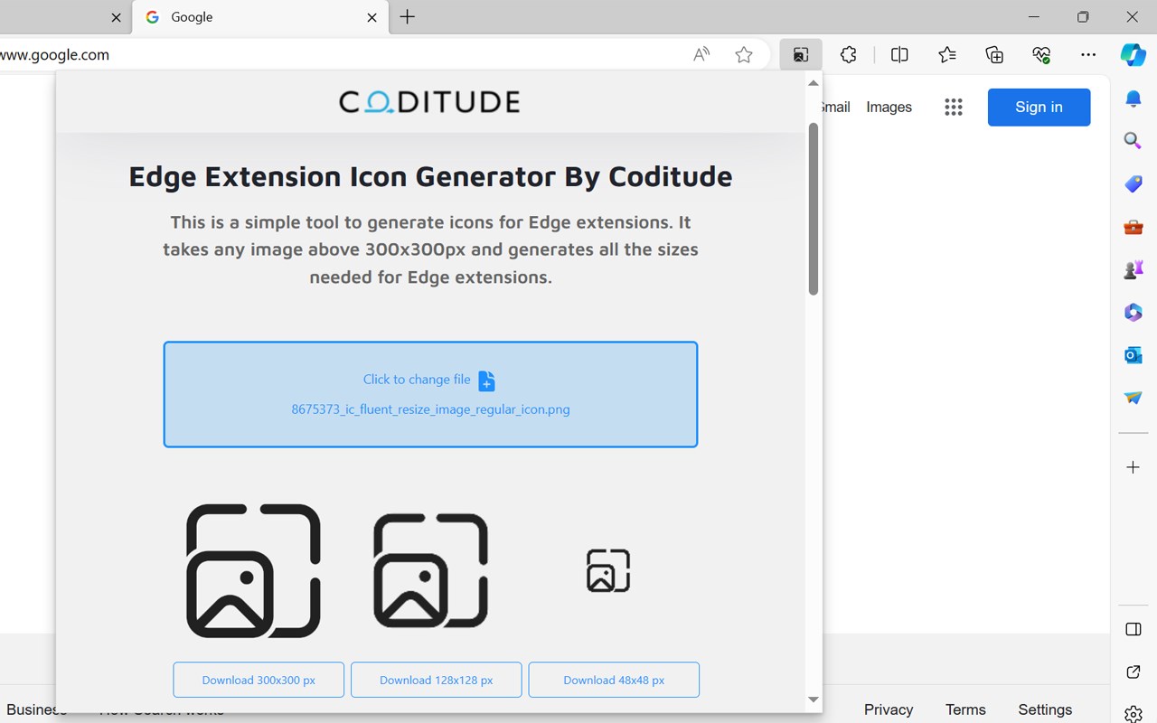 Edge Extension Icon Generator By Coditude