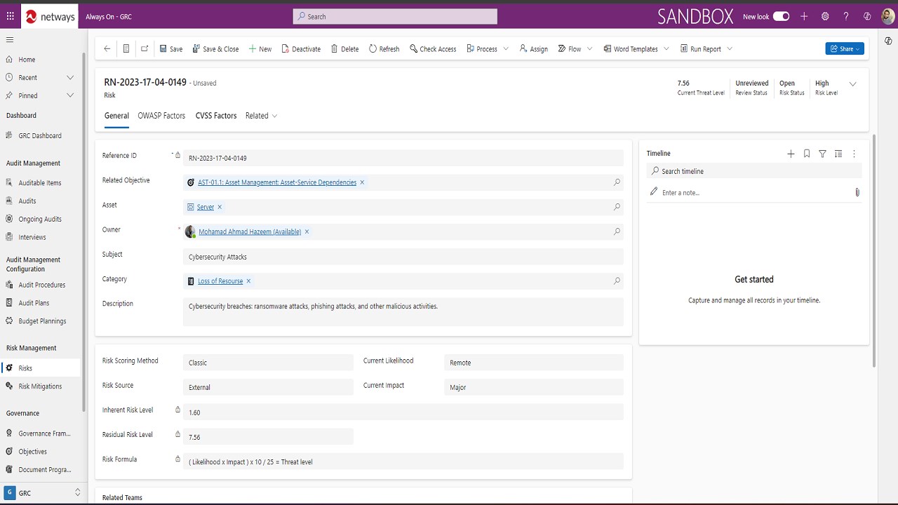 Snapshot 2 of GRC Governance, Risks, & Compliance Management System