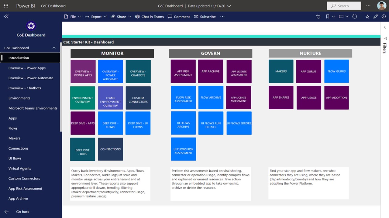 Snapshot 1 of Power Platform Center of Excellence Starter Kit: 3-Week Workshop