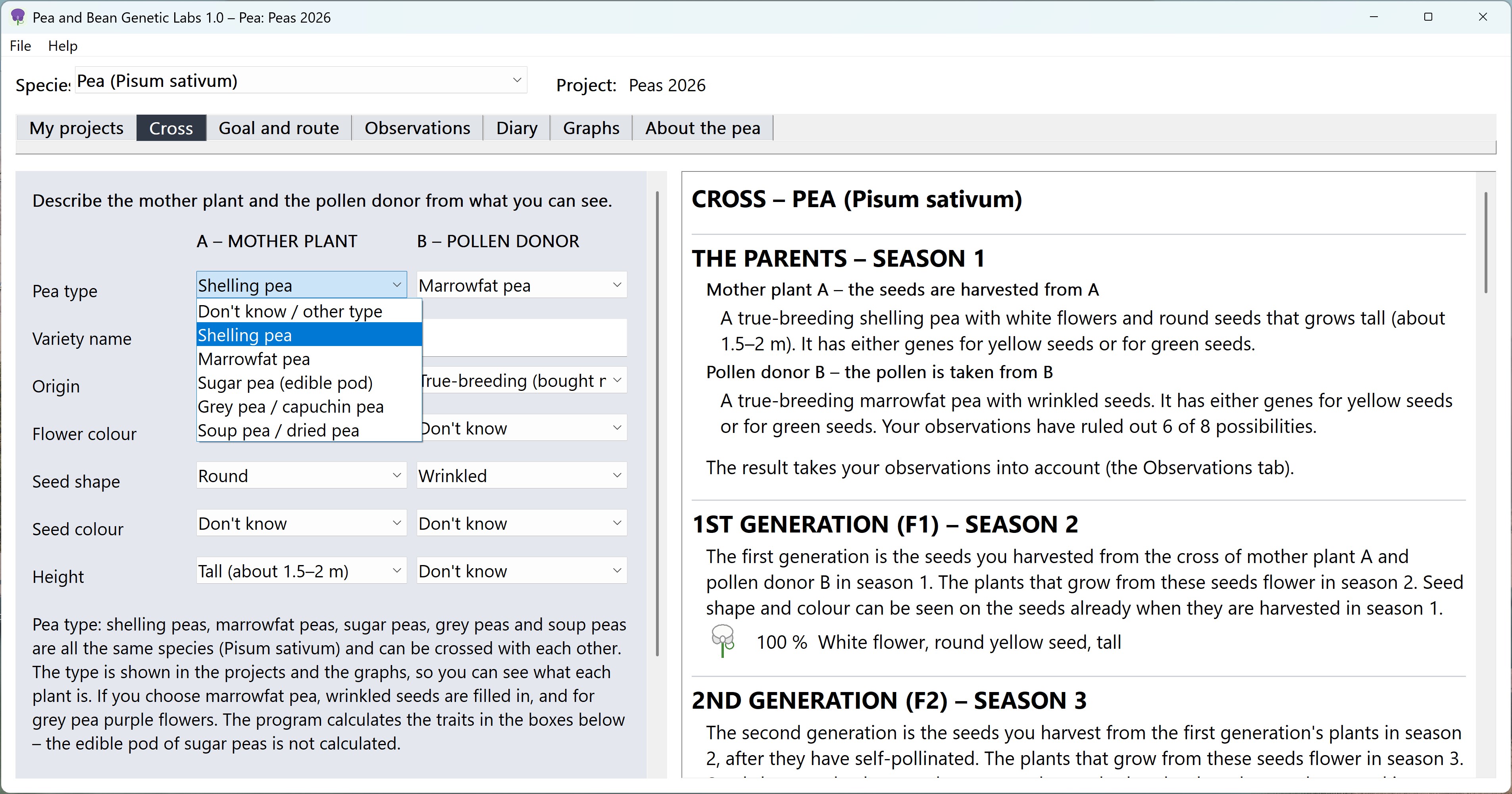 Pea and Bean Genetic Labs screenshot