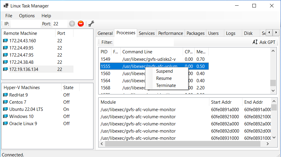 Linux Process Manager Screenshot