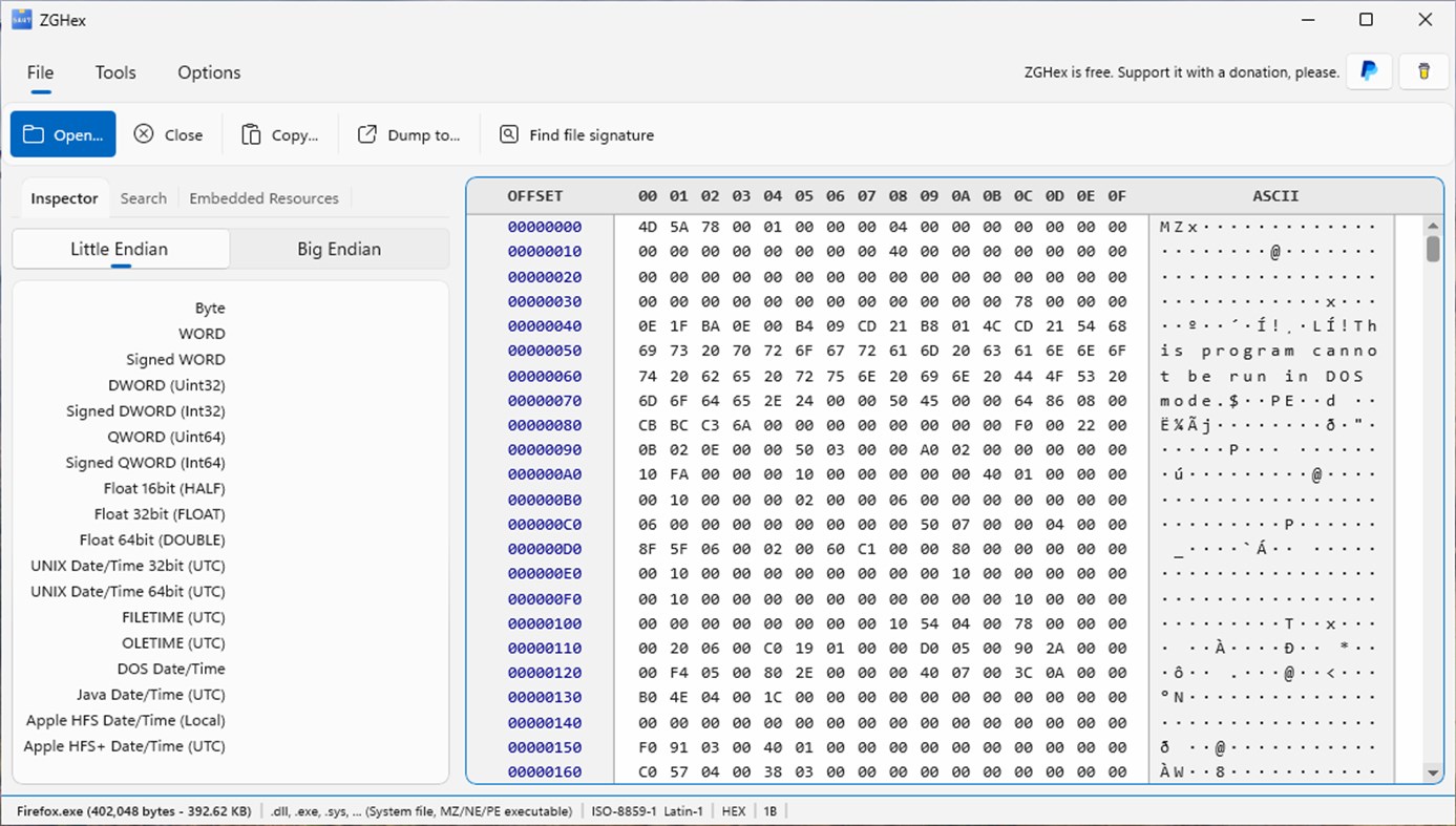 #1. ZGHex (Windows) بواسطة: The ZipGenius Team