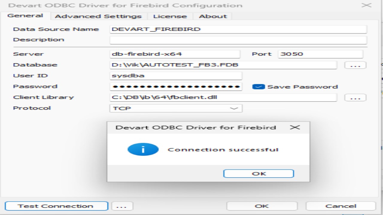 Snapshot 2 of Devart ODBC Driver for Firebird