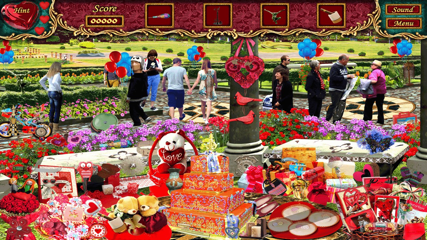 Парк головоломок. Valentine hidden objects.