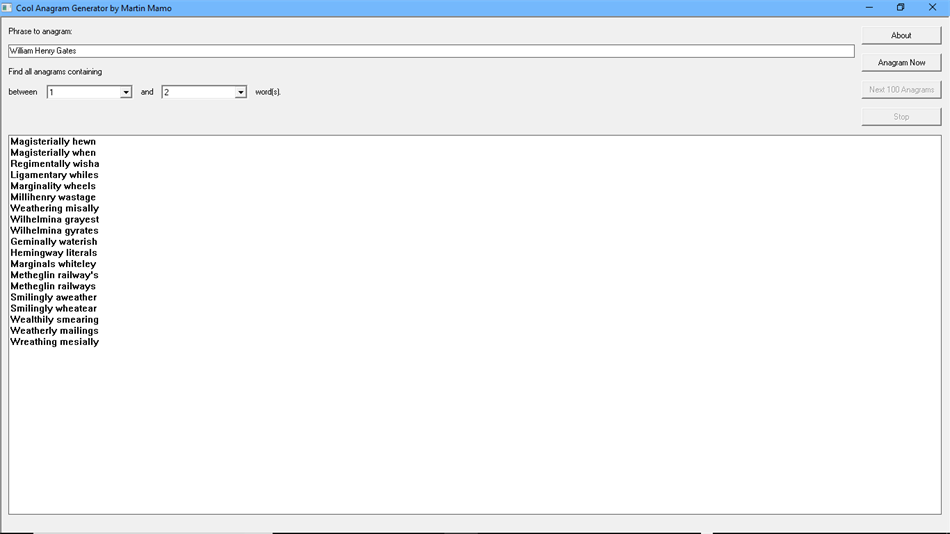 Anagram Generator And Solver (Windows) Podle: DiffEngineX LLC