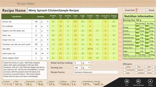 Recipe+ Nutrition Profiler screenshot 8