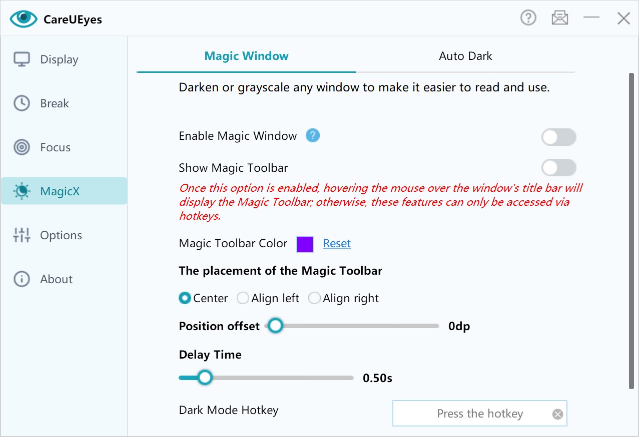 CareUEyes - Blue light filter, Brightness control,Screen dimmer screenshot