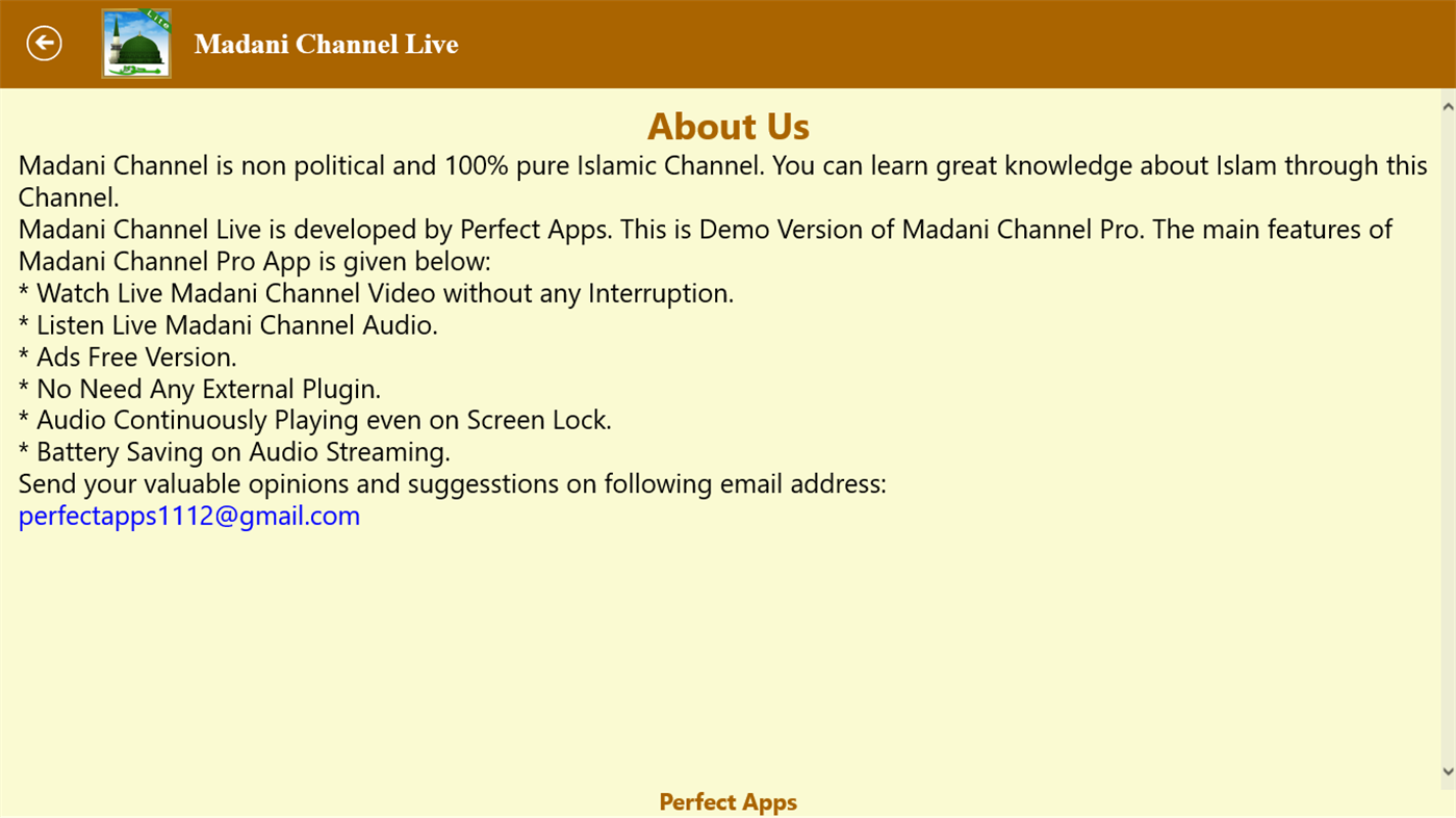 #6. Madani Channel Live (Windows) Podle: Perfect Apps