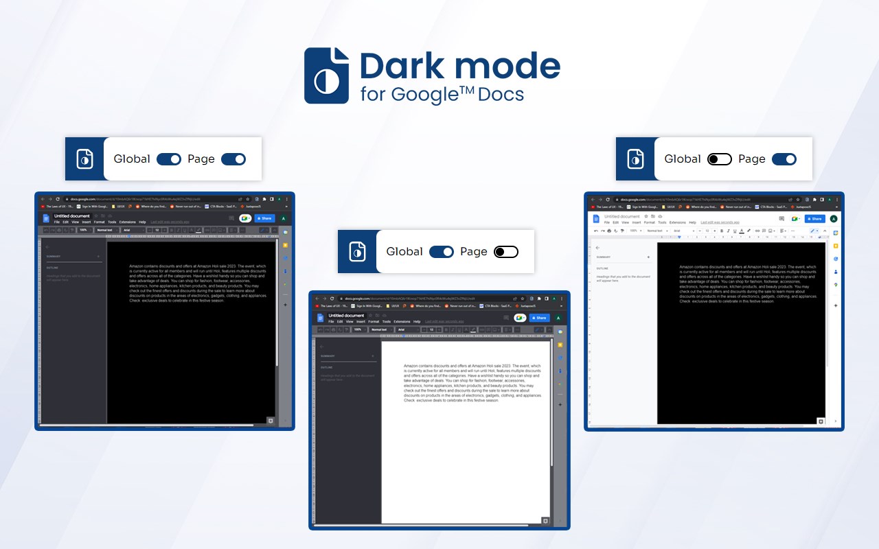 Dark mode for Google™ docs