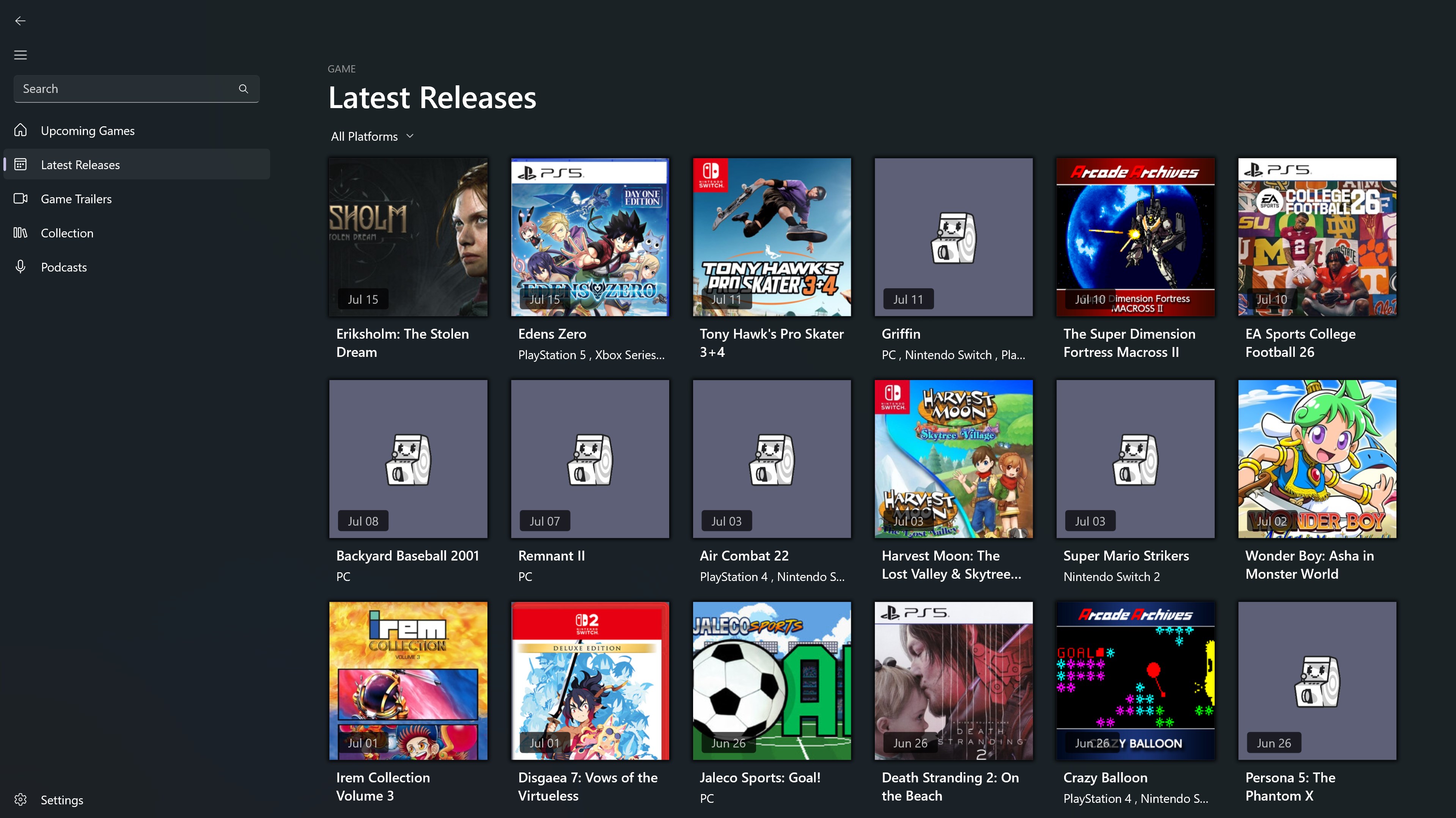 Game Calendar screenshot