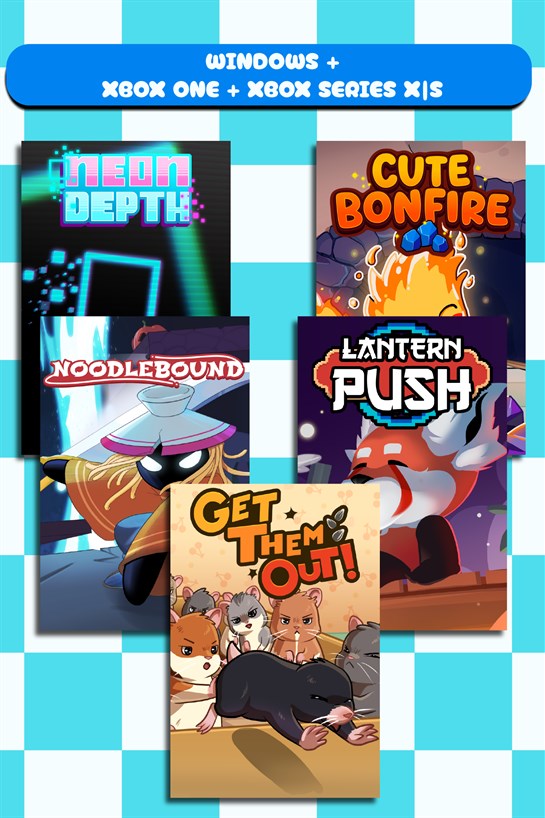 Box shot of Neon Depth + Get Them Out! + Noodlebound + Lantern Push + Cute Bonfire (Bundle)
