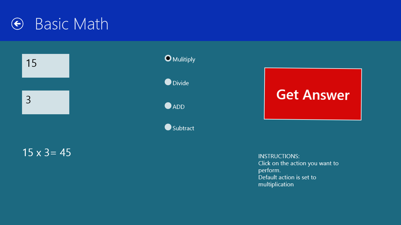 Simple Math Calculations for Windows 10