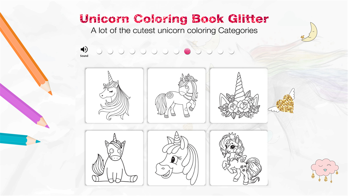 #2. Unicorn Coloring Book With Glitter (Windows) By: Videopix