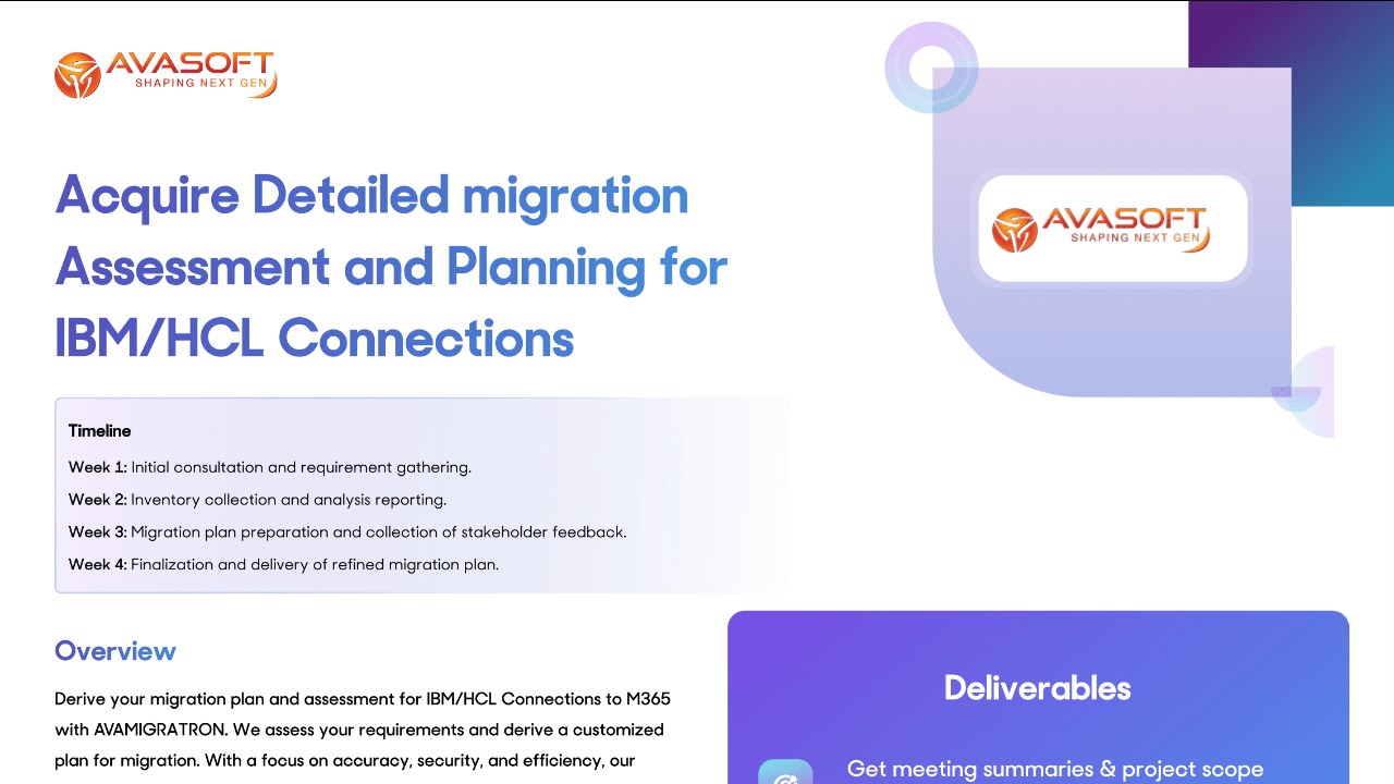 Snapshot 1 of IBM/HCL to SharePoint/OneDrive Migration: Assessment
