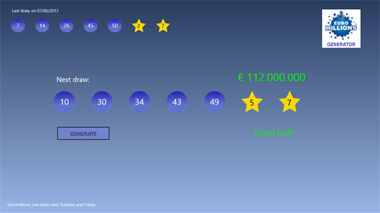 Euromillions Generator screenshot 1